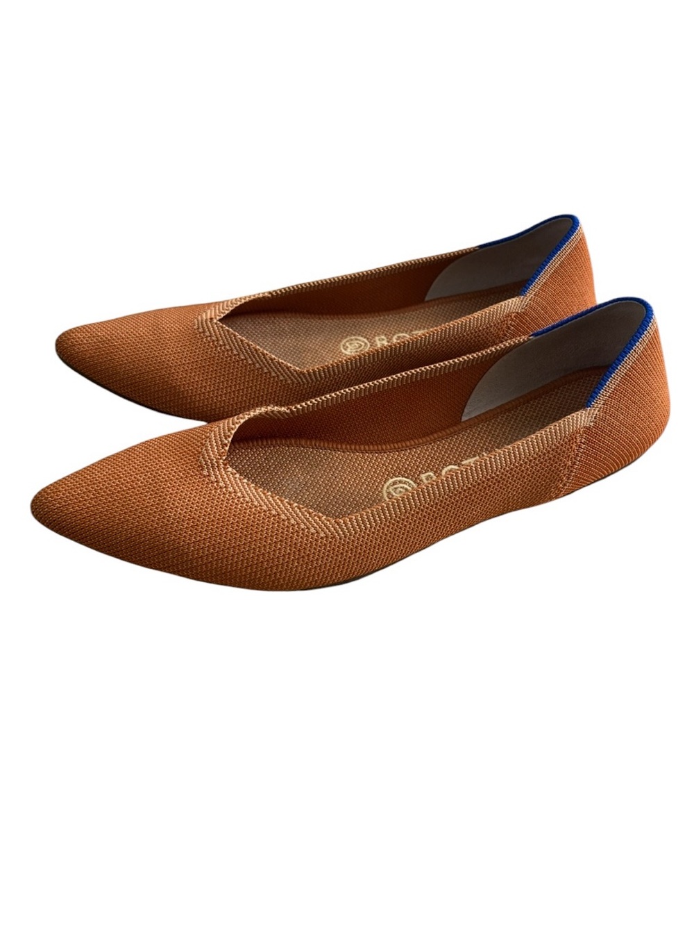 Rothy’s The Point Ballet Flats Tan Woven Knit Pointed Toe Shoes Sz 9